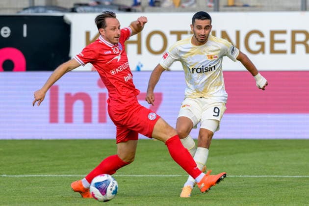 im Bild v.l.: Luca Zuffi ( 07 - FC Winterthur), Livan Burcu ( u09, Union Berlin) Zweikampf, Action, Kampf, kaempft um den Ball, CH, Winterthur, Fussball, Testspiel, FC Winterthur vs 1. FC Union Berlin, 17.07.2026, DFB DFL REGULATIONS PROHIBIT ANY USE OF PHOTOGRAPHS AS IMAGE SEQUENCES AND OR QUASI-VIDEO, *** In the photo, from left: Luca Zuffi (07 FC Winterthur), Livan Burcu (U09), Union Berlin; tackle, action, battle, fighting for the ball, CH, Winterthur, soccer, friendly match, FC Winterthur vs. 1. FC Union Berlin, July 17, 2026, DFB and DFL regulations prohibit any use of photographs as image sequences and or quasi-video, Copyright: HMBxMedia UwexKoch