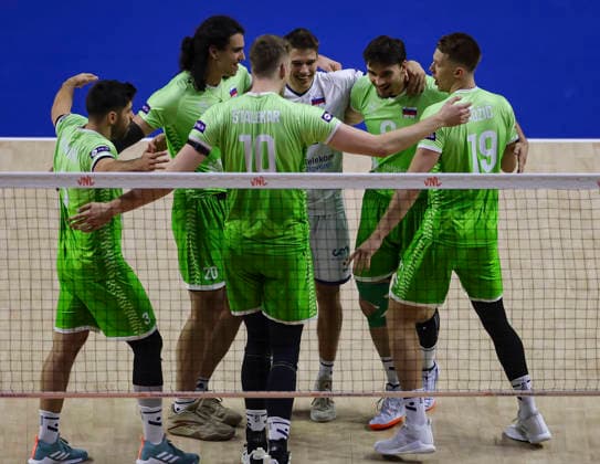 WomenÕs Volleyball Nations League - Belgrade 2026 Players of Slovenia react during the MenÕs Volleyball Nations League Pool 7 match between Iran and Slovenia at Belgrade Arena on July 17, 2026 in Belgrade, Serbia. Belgrade Serbia Copyright: xSrdjanxStevanovicx x