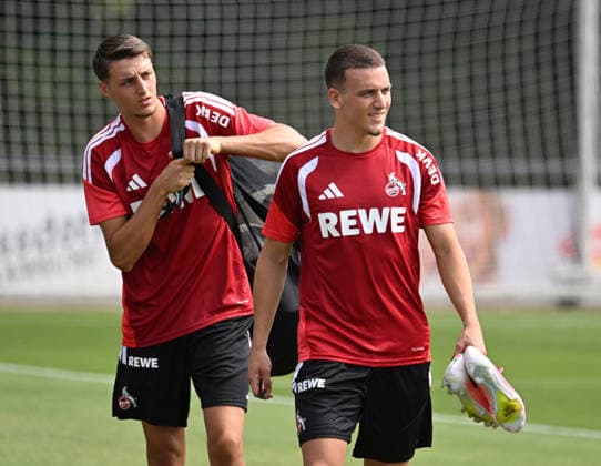 17.07.2026, xophax, Fussball 1.Bundesliga, 1.FC Koeln Training. Malek El Mala , links und Said El Mala , rechts ( beide 1.FC Köln ) Koeln *** July 17, 2026, xophax, Soccer, Bundesliga 1, 1. FC Köln Training: Malek El Mala (left) and Said El Mala (right), both of 1. FC Köln