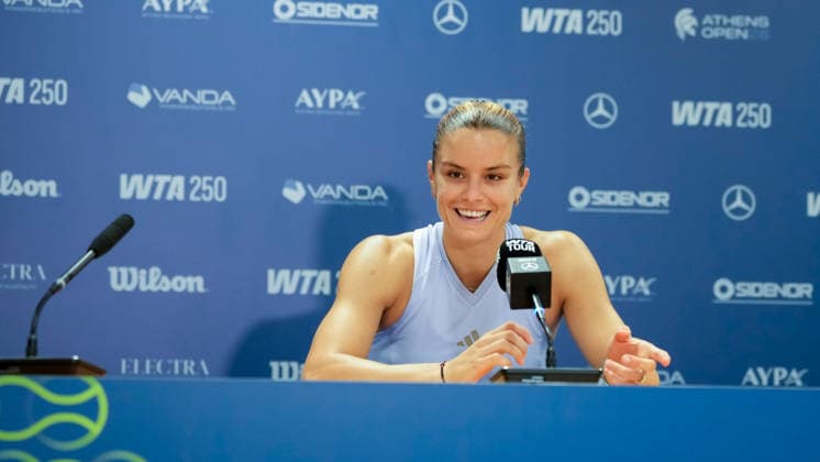 Vanda Pharmaceuticals Athens Open - Day 5 Fourth seed Maria Sakkari of Greece speaks with media after their quarterfinal match against Alycia Parks of the United States at the 2026 Vanda Pharmaceuticals Athens Open Women s tennis tournament taking place at the Athens Olympic Tennis Centre, Athens, Greece. Athens Athens Greece  Copyright: xOwenxHammondx originalFilename:hammond-2026vand260717_npo8U.jpg