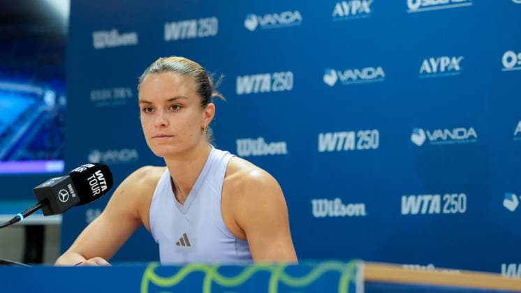 Vanda Pharmaceuticals Athens Open - Day 5 Fourth seed Maria Sakkari of Greece speaks with media after their quarterfinal match against Alycia Parks of the United States at the 2026 Vanda Pharmaceuticals Athens Open Women s tennis tournament taking place at the Athens Olympic Tennis Centre, Athens, Greece. Athens Athens Greece  Copyright: xOwenxHammondx originalFilename:hammond-2026vand260717_npT6m.jpg