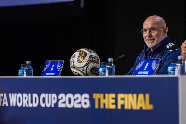 Football - FIFA World Cup, WM, Weltmeisterschaft, Fussball 2026 - Final - Spain v Argentina - MD-2 NEW YORK, USA - Friday, July 17, 2026: Spain s head coach Luis de la Fuente during a press conference, PK, Pressekonferenz at the Javits Center ahead of the FIFA World Cup Final 2026 between Spain and Argentina. (Photo by David Rawcliffe Propaganda) CARDIFF Met Life Stadium CARDIFF WALES  Copyright: xDavidxRawcliffex 2026-07-17-042-FIFA_World_Cup_Final_MD-2