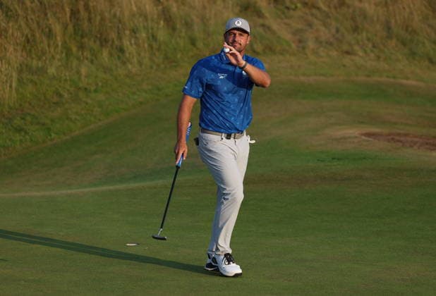 154th Open Golf Championships - Round 2 Bryson DeChambeau of the USA reacts after a putt on the 17th green during the British Open Golf Championship at Royal Birkdale in Southport, Britain, 17 July 2026. SOUTHPORT UNITED KINGDOM  Copyright: xADAMxVAUGHANx