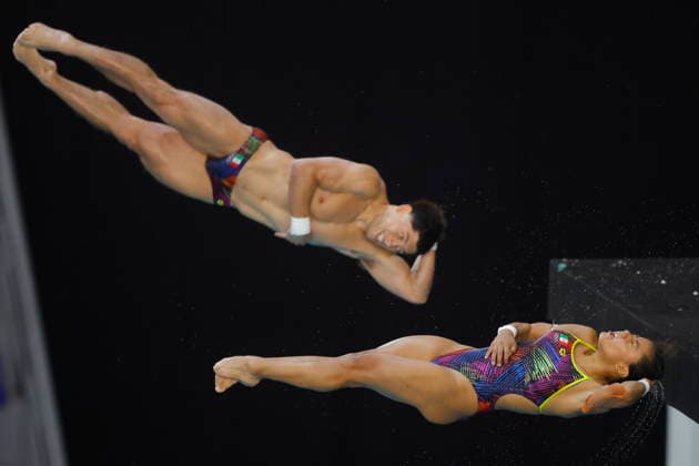 Mexico Diving Cup in Zapopan Alejandra Estudillo (R) and Randal Willars (L) of Mexico compete in the mixed 3-meter springboard event at the Mexico Diving Cup in Zapopan, Mexico, 17 July 2026. ZAPOPAN Mexico  Copyright: xFRANCISCOxGUASCOx