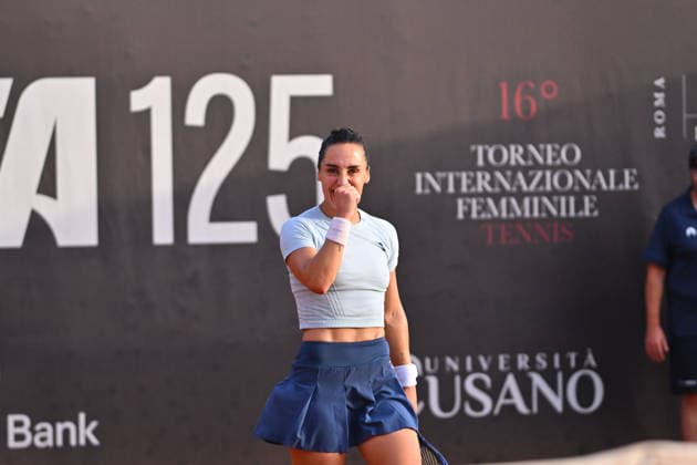 Italy: ATV Bancomat Tennis Open WTA, Tennis Damen 125 Martina Trevisan of Italy celebrasting her wiining quarterfinals match against with Elizara Yaneva of Bulgaria at ATV Bancomat Tennis Open WTA 125 at Antico Tiro a Volo Club on July 17, 2026 in Rome, Italy. (Credit Roberto Bettacchi) Rome Italy Copyright: RobertoxBettacchi
