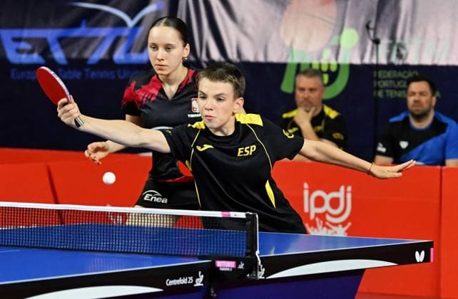 Aleksandra Nawrocka Poland - Ladimir Mayorov Spain Mixed Final U15 EYC-2026-1707-1988 2026 European Youth Table tennis, Tischtennis Championships in Multiusos de Gondomar in Gondomar, Portugal Aleksandra Nawrocka Poland - Ladimir Mayorov Spain, winner of the Mixed Final on 17th of July 2026 at the European Youth Table Tennis Championships U15 and U19 in Gondomar, district of Porto, Portugal (Photo by Manfred Schillings) Gondomar Multiusos de Gondomar Portugal *** Aleksandra Nawrocka (Poland) vs. Ladimir Mayorov (Spain) – Mixed Final, U15, EYC 2026, July 17, 1988, 2026 – European Youth Table Tennis Championships at Multiusos de Gondomar in Gondomar, Portugal Aleksandra Nawrocka (Poland) and Ladimir Mayorov (Spain), winners of the Mixed Final on July 17, 2026, at the European Youth Table Tennis Championships (U15 and U19) in Gondomar, in the district of Porto, Portugal. Photo by Manfred Schillings. Gondomar, Multiusos de Gondomar, Portugal