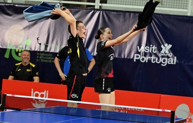 Aleksandra Nawrocka Poland - Ladimir Mayorov Spain Mixed Final U15 EYC-2026-1707-1988 2026 European Youth Table tennis, Tischtennis Championships in Multiusos de Gondomar in Gondomar, Portugal Aleksandra Nawrocka Poland - Ladimir Mayorov Spain, winner of the Mixed Final on 17th of July 2026 at the European Youth Table Tennis Championships U15 and U19 in Gondomar, district of Porto, Portugal (Photo by Manfred Schillings) Gondomar Multiusos de Gondomar Portugal *** Aleksandra Nawrocka (Poland) vs. Ladimir Mayorov (Spain) – Mixed Final, U15, EYC 2026, July 17, 1988, 2026 – European Youth Table Tennis Championships at Multiusos de Gondomar in Gondomar, Portugal Aleksandra Nawrocka (Poland) and Ladimir Mayorov (Spain), winners of the Mixed Final on July 17, 2026, at the European Youth Table Tennis Championships (U15 and U19) in Gondomar, in the district of Porto, Portugal. Photo by Manfred Schillings. Gondomar, Multiusos de Gondomar, Portugal