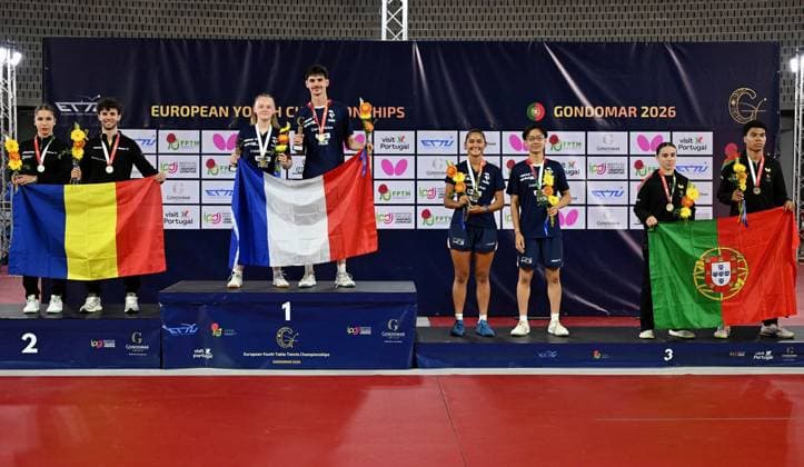 U19 Podium EYC-2026-1707-1971 2026 European Youth Table tennis, Tischtennis Championships in Multiusos de Gondomar in Gondomar, Portugal U19 Podium EYC-2026-1707-1971 - 17th of July 2026 at the European Youth Table Tennis Championships U15 and U19 in Gondomar, district of Porto, Portugal (Photo by Manfred Schillings) Gondomar Multiusos de Gondomar Portugal *** U19 Podium EYC 2026 1707 1971 2026 European Youth Table Tennis Championships at Multiusos de Gondomar in Gondomar, Portugal U19 Podium EYC 2026 1707 1971 July 17, 2026, at the European Youth Table Tennis Championships (U15 and U19) in Gondomar, in the district of Porto, Portugal. Photo by Manfred Schillings. Gondomar, Multiusos de Gondomar, Portugal