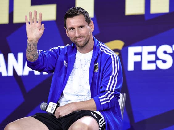 July 17, 2026, New York, New York, USA: Argentina captain Lionel Messi during a special FIFA World Cup, WM, Weltmeisterschaft, Fussball Final press conference, PK, Pressekonferenz event at Fanatics Fest at the Jacob Javitz Center on Friday, July 17, 2026; New York, New York, USA. New York USA - ZUMAs325 20260717_zsp_s325_119 Copyright: xJessxStilesx