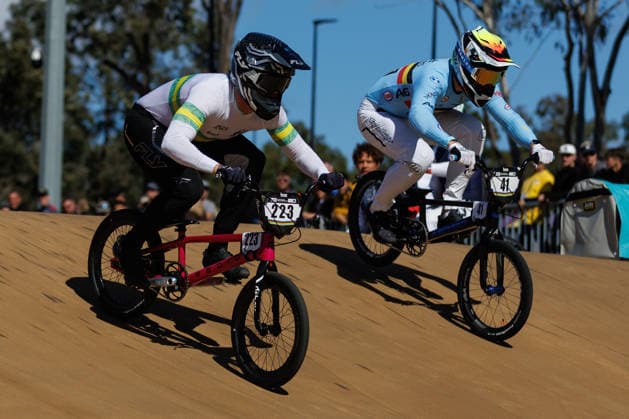 BMX WORLD CHAMPIONSHIPS, Jesse Asmus of Australia and Ruben Gommers of Belgium compete during the BMX World Championships at Brisbane SX International BMX Centre in Brisbane, Saturday, July 18, 2026. ( NO ARCHIVING, EDITORIAL USE ONLY BRISBANE QUEENSLAND AUSTRALIA  Copyright: xRUSSELLxFREEMANx 20260718129469715465