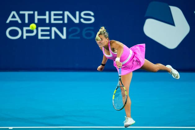 Vanda Pharmaceuticals Athens Open - Day 5 Sara Bejlek of the Czech Republic plays against Clara Tauson of Denmark during their quarterfinal match at the 2026 Vanda Pharmaceuticals Athens Open Women s tennis tournament at the Athens Olympic Tennis Centre in Athens, Greece. Athens Athens Greece  Copyright: xOwenxHammondx originalFilename:hammond-2026vand260717_npXjv.jpg