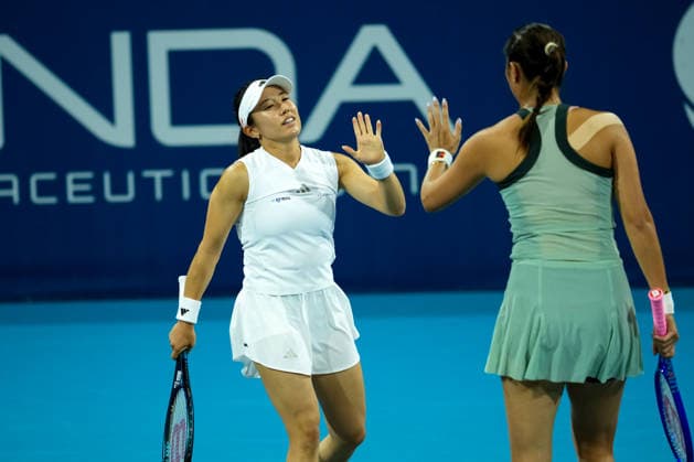 Vanda Pharmaceuticals Athens Open - Day 5 Miyu Kato of Japan and Hao-Ching Chan of Chinese Taipei play during their semi-final doubles match against Eudice Chong of Hong Kong and Katarzyna Piter of Poland at the 2026 Vanda Pharmaceuticals Athens Open Women s tennis tournament at the Athens Olympic Tennis Centre in Athens, Greece. Athens Athens Greece  Copyright: xOwenxHammondx originalFilename:hammond-2026vand260717_npJTS.jpg