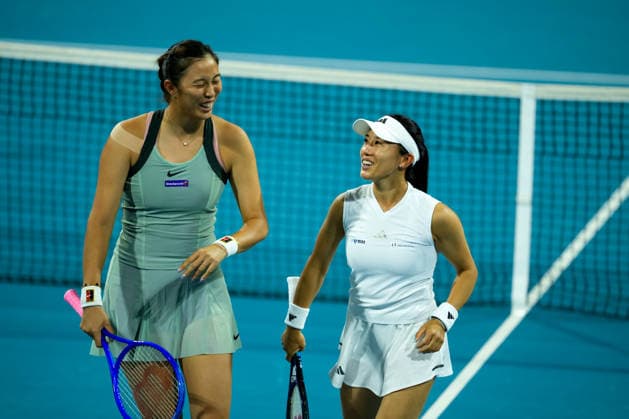 Vanda Pharmaceuticals Athens Open - Day 5 Hao-Ching Chan of Taiwan plays alongside partner Miyu Kato during their semi-final doubles match against Eudice Chong of Hong Kong and Katarzyna Piter of Poland at the 2026 Vanda Pharmaceuticals Athens Open Women s tennis tournament at the Athens Olympic Tennis Centre in Athens, Greece. Athens Athens Greece  Copyright: xOwenxHammondx originalFilename:hammond-2026vand260717_np3K4.jpg