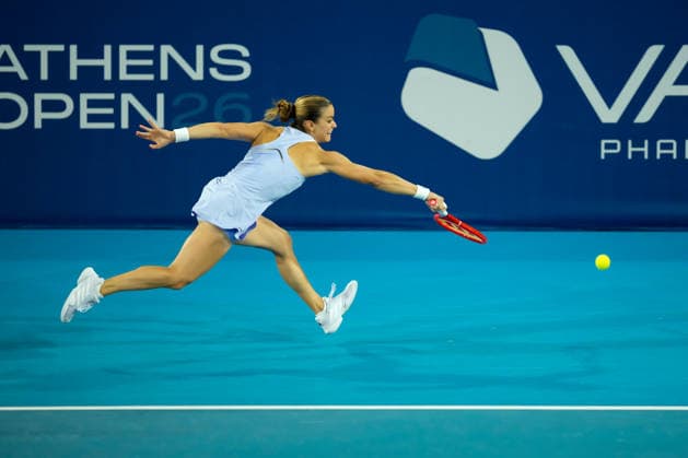 Vanda Pharmaceuticals Athens Open - Day 5 Fourth seed Maria Sakkari of Greece is in action during her quarterfinal match against Alycia Parks of the United States at the 2026 Vanda Pharmaceuticals Athens Open Women s tennis tournament at the Athens Olympic Tennis Centre in Athens, Greece. Athens Athens Greece  Copyright: xOwenxHammondx originalFilename:hammond-2026vand260717_npkrr.jpg