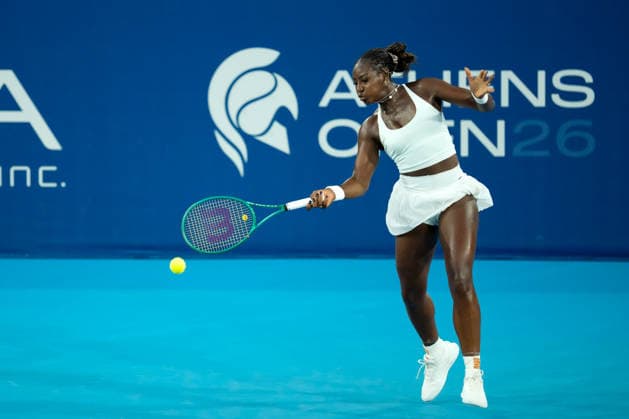 Vanda Pharmaceuticals Athens Open - Day 5 Alycia Parks of the United States plays during her quarterfinal match against fourth seed Maria Sakkari of Greece at the 2026 Vanda Pharmaceuticals Athens Open Women s tennis tournament at the Athens Olympic Tennis Centre in Athens, Greece. Athens Athens Greece  Copyright: xOwenxHammondx originalFilename:hammond-2026vand260717_npkwk.jpg