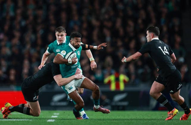 2026 Nations Championship Southern Hemisphere Series, Eden Park, Auckland, New Zealand 18 7 2026 New Zealand All Blacks vs Ireland Ireland s Robert Baloucoune on the ball Robert Baloucoune on the ball 18 7 2026  Copyright: xx 260718NZLvIreland_031