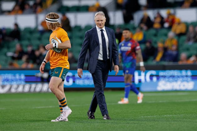 RUGBY AUSTRALIA ITALY, Joe Schmidt, head coach of the Wallabies is seen before the Nations Championship Round 3 match between the Australian Wallabies and the Italian Azzurri at HBF Park in Perth, Saturday, July 18, 2026. ( NO ARCHIVING, EDITORIAL USE ONLY PERTH WESTERN AUSTRALIA AUSTRALIA  Copyright: xRICHARDxWAINWRIGHTx 20260718179095679891