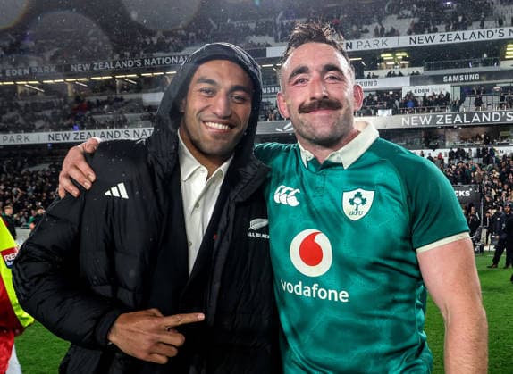 2026 Nations Championship Southern Hemisphere Series, Eden Park, Auckland, New Zealand 18 7 2026 New Zealand All Blacks vs Ireland New Zealand s Rieko Ioane and Ireland s Jack Conan after the game Rieko Ioane and Jack Conan after the game 18 7 2026  Copyright: xx BS128668