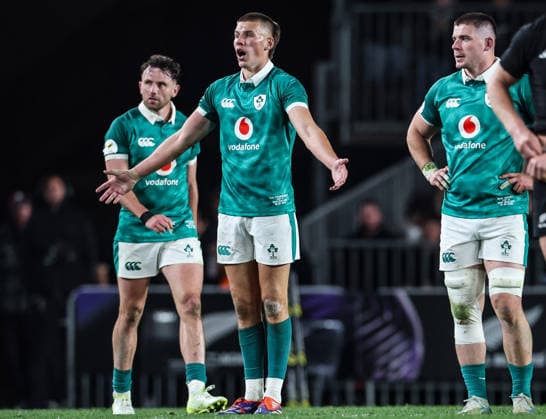 2026 Nations Championship Southern Hemisphere Series, Eden Park, Auckland, New Zealand 18 7 2026 New Zealand All Blacks vs Ireland Ireland s Sam Prendergast reacts at the final whistle Sam Prendergast reacts at the final whistle 18 7 2026  Copyright: xx 0S2A3184