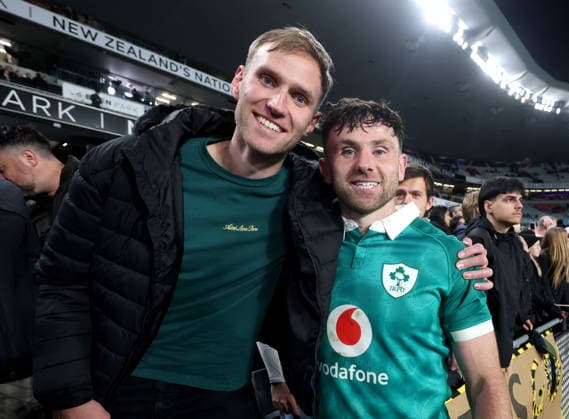 2026 Nations Championship Southern Hemisphere Series, Eden Park, Auckland, New Zealand 18 7 2026 New Zealand All Blacks vs Ireland Ireland s Hugo Keenan with a fan after the game Hugo Keenan with a fan after the game 18 7 2026  Copyright: xx BS129390