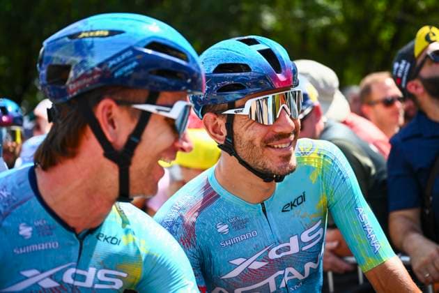 Tour de France 2026 Stage 14 LE MARKSTEIN, FRANCE - JULY 18 : Ballerini Davide (ITA) of XDS Astana Team before the start of the race during stage 14 of the 113rd edition of Tour de France an UCI World Tour 2.UWT cycling road race stage for Men Elite of 155 km with start in Mulhouse and finish in Le Markstein on July 18, 2026 in Le Markstein, France, 18 07 2026 ( Motordriver Kurt Vandenborre - Le Markstein France  Copyright: xGvgx