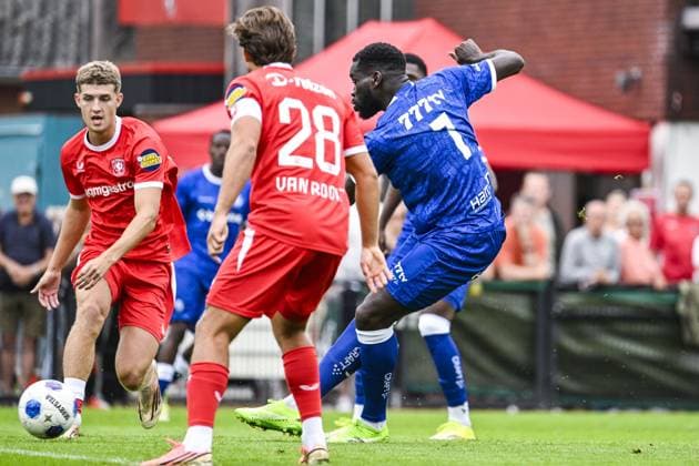 Gent s Wilfried Kanga scores a goal during a friendly game between KAA Gent and Dutch FC Twente, at the summer training camp of Belgian first division soccer team KAA Gent in De Lutte, Losser, the Netherlands on Saturday 18 July 2026, to prepare for the upcoming 2026-2027 season. TOM GOYVAERTS TomxGoyvaerts  x181409035x