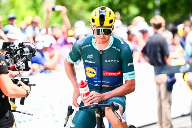 Tour de France 2026 Stage 14 LE MARKSTEIN, FRANCE - JULY 18 : Pedersen Mads (DEN) of Lidl Trek at the start line during stage 14 of the 113rd edition of Tour de France an UCI World Tour 2.UWT cycling road race stage for Men Elite of 155 km with start in Mulhouse and finish in Le Markstein on July 18, 2026 in Le Markstein, France, 18 07 2026 ( Motordriver Kurt Vandenborre - Le Markstein France  Copyright: xGvgx