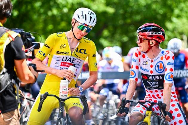 Tour de France 2026 Stage 14 LE MARKSTEIN, FRANCE - JULY 18 : Vingegaard Jonas (DEN) of Team Visma Lease a Bike at the start line during stage 14 of the 113rd edition of Tour de France an UCI World Tour 2.UWT cycling road race stage for Men Elite of 155 km with start in Mulhouse and finish in Le Markstein on July 18, 2026 in Le Markstein, France, 18 07 2026 ( Motordriver Kurt Vandenborre - Le Markstein France  Copyright: xGvgx
