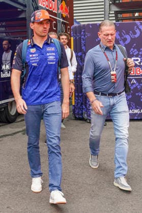 FORMULA ONE BELGIAN GRAND PRIX 2026 Max Verstappen 3 (NED) Red Bull Racing and Jos Verstappen (Father of Max Verstappen) arriving for qualifying during the Formula 1 Moet & Chandon Belgian Grand Prix 2026, 10th round of the 2026 Formula 1 World Championship, WM, Weltmeisterschaft from 17th - 19th July 2026 at Circuit de Spa-Francorchamps, Stavelot, Belgium. Credit: Robbie Hoad Every Second Media Editorial use only. All images are copyright Every Second Media Limited. No images may be reproduced without prior permission. Copyright: xIMAGO EveryxSecondxMediax ESM-2070-0271 RobbiexHoadx xEveryxSecondxMediax