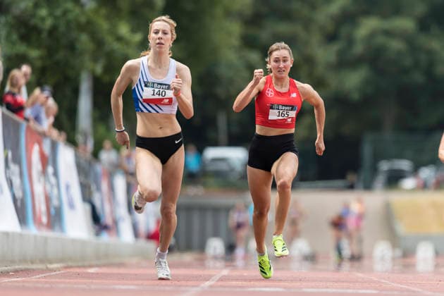Sport Bilder des Tages LEVERKUSEN, GERMANY - JULY 18, 2026 : Matilda Palm (GER Tus Koeln rrh.), Nele Moos (GER TSV Bayer 04 Leverkusen) competing in the 100m during the Para Heimspiel 7.0 at Fritz Jacobi Sports Complex on July 18, 2026 in Leverkusen, Germany. Northrhine-Westphalia Germany Copyright: xAxelxKohringx