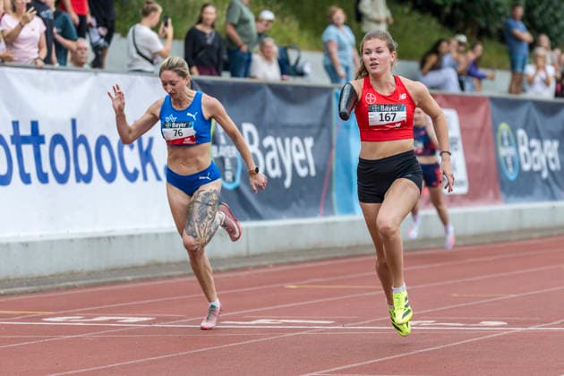 LEVERKUSEN, GERMANY - JULY 18, 2026 : Jule Ross (GER TSV Bayer 04 Leverkusen) competing in the 100m during the Para Heimspiel 7.0 at Fritz Jacobi Sports Complex on July 18, 2026 in Leverkusen, Germany. Northrhine-Westphalia Germany Copyright: xAxelxKohringx