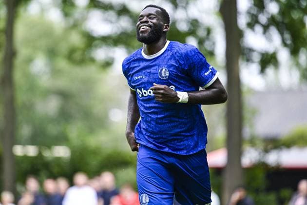 Gent s Wilfried Kanga celebrates after scoring during a friendly game between KAA Gent and Dutch FC Twente, at the summer training camp of Belgian first division soccer team KAA Gent in De Lutte, Losser, the Netherlands on Saturday 18 July 2026, to prepare for the upcoming 2026-2027 season. TOM GOYVAERTS TomxGoyvaerts  x181411832x