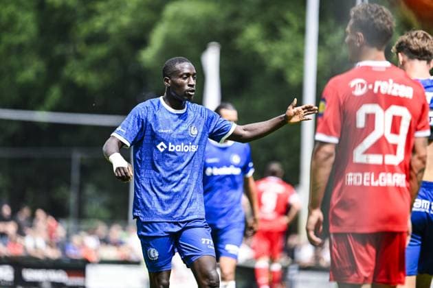 Gent s Mouhamed El Bachir Ngom celebrates during a friendly game between KAA Gent and Dutch FC Twente, at the summer training camp of Belgian first division soccer team KAA Gent in De Lutte, Losser, the Netherlands on Saturday 18 July 2026, to prepare for the upcoming 2026-2027 season. TOM GOYVAERTS TomxGoyvaerts  x181411907x