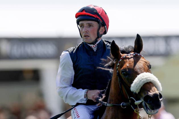 REPRO FREE *PRESS RELEASE NO REPRODUCTION FEE* EDITORIAL USE ONLY Curragh Racing Juddmonte Irish Oaks Weekend, Curragh Racecourse, Kildare 18 7 2026 Juddmonte Lead Artist Irish European Breeders Fund Chris Hayes onboard Porto Vecchio celebrates winning Chris Hayes onboard Porto Vecchio celebrates winning 18 7 2026  Copyright: xLaszloxGeczox LG_18-07-2026_028666