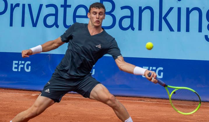 July 18, 2026, Gstaad, Bern, Switzerland: Gstaad Switzerland, 07 18 2026: JUAN MANUEL CERUNDOLO of Argentina is in action during semi-finals of EFG Swiss Open Gstaad ATP, Tennis Herren 250,Tennis Herren 250, which is known as the Swiss Gstaad Open and took place at Roy Emerson Arena in Gstaad, which is located in the famous ski resort of Gstaad and which is located in the Bernese Oberland..RAPHAEL COLLIGNON won 1-7; 7-6; 7-5. Tennis 2026: Swiss Open  - ZUMAd206 20260718_zip_d206_017 Copyright: xEricxDubostx