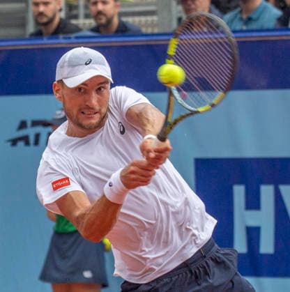July 18, 2026, Gstaad, Bern, Switzerland: Gstaad Switzerland, 07 18 2026: RAPHAEL COLLIGNON of Belgium is in action during semi-finals of EFG Swiss Open Gstaad ATP, Tennis Herren 250,Tennis Herren 250, which is known as the Swiss Gstaad Open and took place at Roy Emerson Arena in Gstaad, which is located in the famous ski resort of Gstaad and which is located in the Bernese Oberland..RAPHAEL COLLIGNON won 1-7; 7-6; 7-5. Tennis 2026: Swiss Open  - ZUMAd206 20260718_zip_d206_020 Copyright: xEricxDubostx