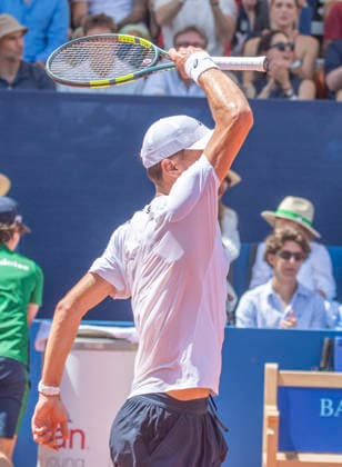 July 18, 2026, Gstaad, Bern, Switzerland: Gstaad Switzerland, 07 18 2026: RAPHAEL COLLIGNON of Belgium celebrates during semi-finals of EFG Swiss Open Gstaad ATP, Tennis Herren 250,Tennis Herren 250, which is known as the Swiss Gstaad Open and took place at Roy Emerson Arena in Gstaad, which is located in the famous ski resort of Gstaad and which is located in the Bernese Oberland..RAPHAEL COLLIGNON won 1-7; 7-6; 7-5. Tennis 2026: Swiss Open  - ZUMAd206 20260718_zip_d206_022 Copyright: xEricxDubostx