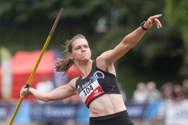 LEVERKUSEN, GERMANY - JULY 18, 2026 : Aileen Bilstein (GER TV Herkenrath) competing during the javelin throw of the Para Heimspiel 7.0 at Fritz Jacobi Sports Complex on July 18, 2026 in Leverkusen, Germany. Northrhine-Westphalia Germany Copyright: xAxelxKohringx
