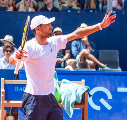 July 18, 2026, Gstaad, Bern, Switzerland: Gstaad Switzerland, 07 18 2026: RAPHAEL COLLIGNON of Belgium celebrates during semi-finals of EFG Swiss Open Gstaad ATP, Tennis Herren 250,Tennis Herren 250, which is known as the Swiss Gstaad Open and took place at Roy Emerson Arena in Gstaad, which is located in the famous ski resort of Gstaad and which is located in the Bernese Oberland..RAPHAEL COLLIGNON won 1-7; 7-6; 7-5. Gstaad Switzerland - ZUMAd206 20260718_zip_d206_026 Copyright: xEricxDubostx