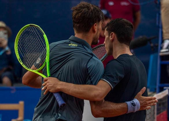 July 18, 2026, Gstaad, Bern, Switzerland: Gstaad Switzerland, 07 18 2026: RAPHAEL COLLIGNON of Belgium welcomes, together with.UAN MANUEL CERUNDOLO of Argentina for his victory during semi-finals of EFG Swiss Open Gstaad ATP, Tennis Herren 250,Tennis Herren 250, which is known as the Swiss Gstaad Open and took place at Roy Emerson Arena in Gstaad, which is located in the famous ski resort of Gstaad and which is located in the Bernese Oberland..RAPHAEL COLLIGNON won 1-7; 7-6; 7-5. Gstaad Switzerland - ZUMAd206 20260718_zip_d206_033 Copyright: xEricxDubostx