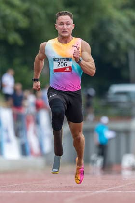LEVERKUSEN, GERMANY - JULY 18, 2026 : Felix Streng (GER Sprintteam Wetzlar) competing in the 100m during the Para Heimspiel 7.0 at Fritz Jacobi Sports Complex on July 18, 2026 in Leverkusen, Germany. Northrhine-Westphalia Germany Copyright: xAxelxKohringx