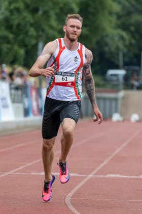 LEVERKUSEN, GERMANY - JULY 18, 2026 : Andreas Walser (GER LG Augsburg) competing in the 100m during the Para Heimspiel 7.0 at Fritz Jacobi Sports Complex on July 18, 2026 in Leverkusen, Germany. Northrhine-Westphalia Germany Copyright: xAxelxKohringx
