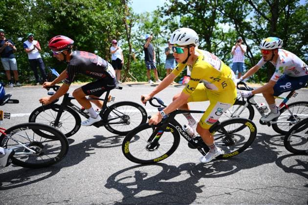Tour de France 2026 Stage 14 LE MARKSTEIN, FRANCE - JULY 18 : Pogacar Tadej (SLO) of UAE Team Emirates XRG in action during stage 14 of the 113rd edition of Tour de France an UCI World Tour 2.UWT cycling road race stage for Men Elite of 155 km with start in Mulhouse and finish in Le Markstein on July 18, 2026 in Le Markstein, France, 18 07 2026 ( Motordriver Kurt Vandenborre - Le Markstein France  Copyright: xGvgx
