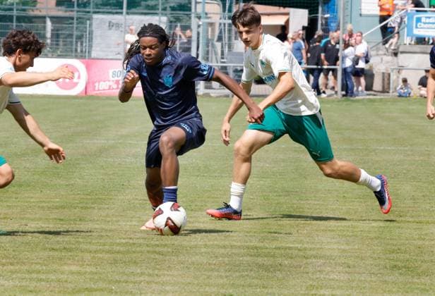 CFC vs Greuther Fürth U23 18.07.2026 Chemnitz, Stadion an der Irkutsker Straße, Fussball, Regionalliga Nordost, , Testspiel , CFC, CFC vs Greuther Fürth U23 Ken Tchouangue am Ball Chemnitz Sachsen BRD *** CFC vs. Greuther Fürth U23, July 18, 2026, Chemnitz, Stadion an der Irkutsker Straße, Sports, Soccer, Northeast Regional League, , Friendly Match, CFC, CFC vs. Greuther Fürth U23, Ken Tchouangue with the ball, Chemnitz, Saxony, Germany