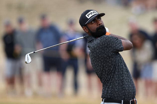 RECORD DATE NOT STATED 18th July 2026; Royal Birkdale Golf Club, Southport, Merseyside, England; The Open Championship Round Three; Sahith Theegala (USA) plays from the fairway at the 2nd hole DavidxBlunsden