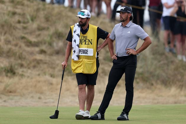 RECORD DATE NOT STATED 18th July 2026; Royal Birkdale Golf Club, Southport, Merseyside, England; The Open Championship Round Three; Marco Penge (ENG) with his caddie at the 9th green DavidxBlunsden