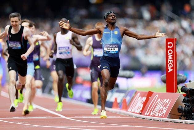 Brandon Miller of USA celebrates winning the 800m Men. The London Athletics Meet, Wanda Diamond League, London Stadium, London, UK - 18 Jul 2026London London Stadium United Kingdom  Copyright: xJamesxMarsh Shutterstockx 16996766r