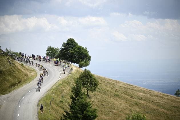 The pack of riders pictured in action during stage 14 of the 2026 Tour de France cycling race, a stage of 155km from Mulhouse to Le Markstein Fellering, on Saturday 18 July 2026. The 113th edition of the Tour de France starts on Saturday 4 July in Barcelona, Spain, and will finish in Paris, France on the 26th of July. JASPERxJACOBS  x181417053x
