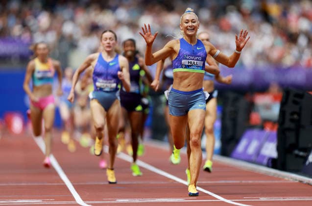 Jessica Hull of Australia wins the 3000m Women. The London Athletics Meet, Wanda Diamond League, London Stadium, London, UK - 18 Jul 2026London London Stadium United Kingdom  Copyright: xJamesxMarsh Shutterstockx 16996766ak