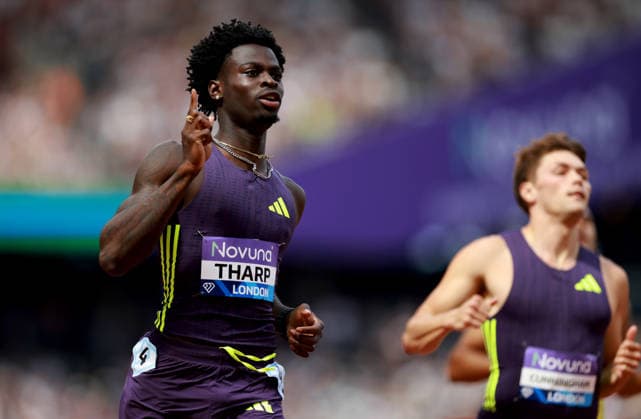 Ja Kobe Tharp of USA wins the 110m Hurdles Men. The London Athletics Meet, Wanda Diamond League, London Stadium, London, UK - 18 Jul 2026London London Stadium United Kingdom  Copyright: xJamesxMarsh Shutterstockx 16996766at